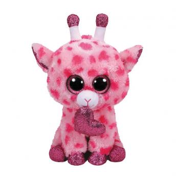 TY Beanie Buddy Knuffel Giraffe Sweetums met Hartje 24 cm Roze
